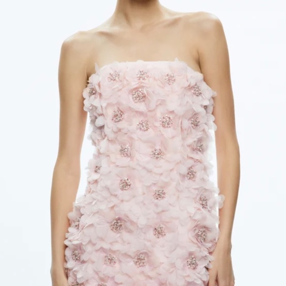 Alice and Olivia, Strapless Pink Dress with Flowers, Size 0, BRAND NEW - Picture 3 of 7